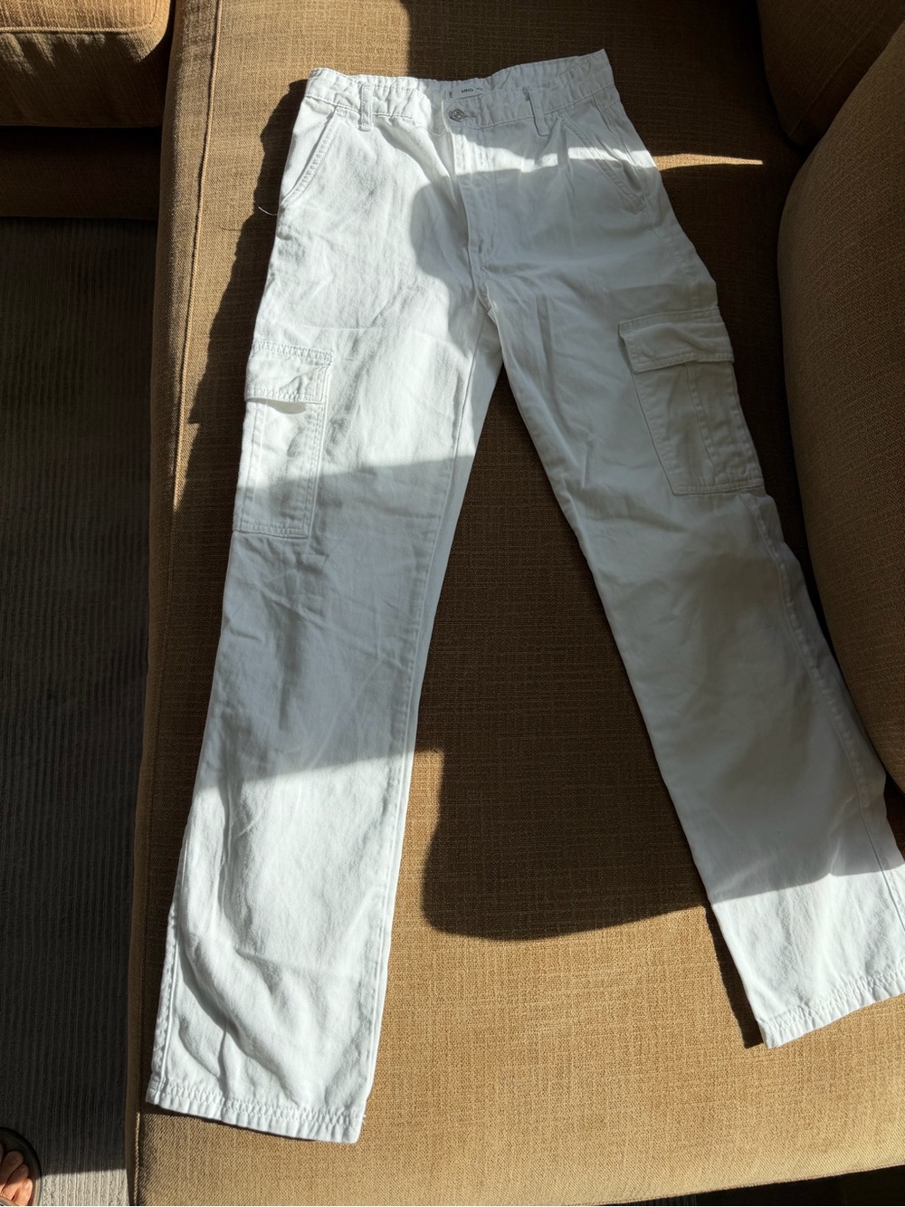 Mango White Women’s Straight Leg Cargo Pants -